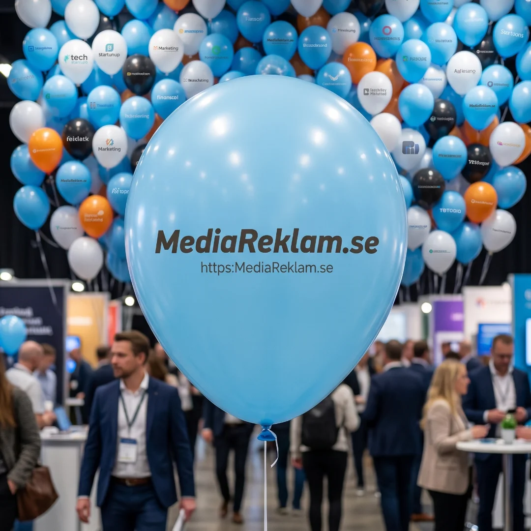 Blå reklamballong med MediaReklam.se-logo och webbadress