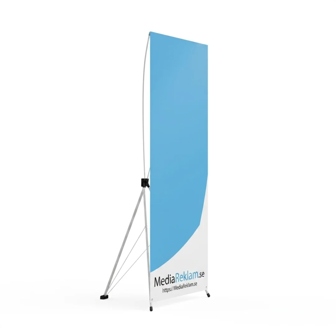 Banner display med MediaReklam.se-logo för mässa och event