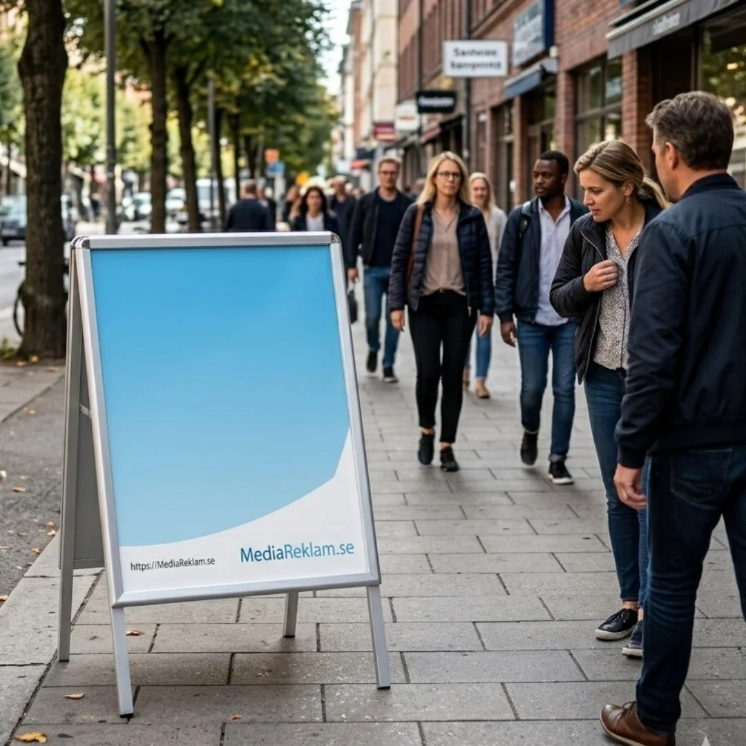 Gatupratare 50x70 och gatupratare 70x100 med logga från MediaReklam.se