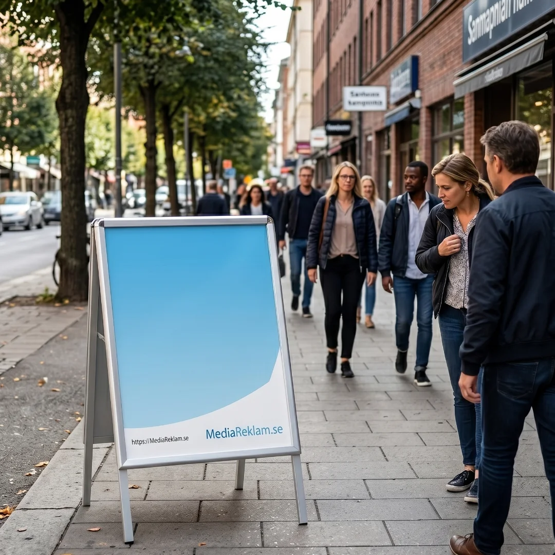 Gatupratare 50x70 och gatupratare 70x100 med logga från MediaReklam.se