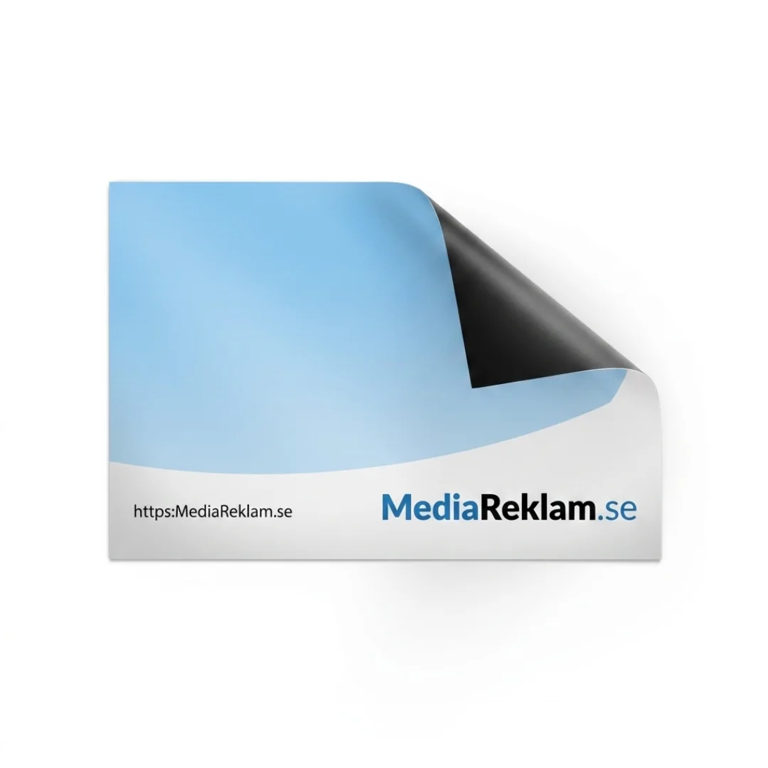 Magnetark med MediaReklam.se-logo och böjt hörn