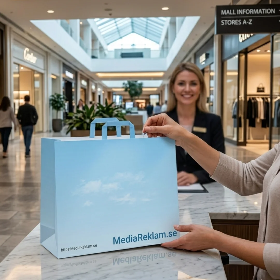 Miljövänliga papperskassar med eget tryck för butik - MediaReklam.se / Stockholm / +46700306606