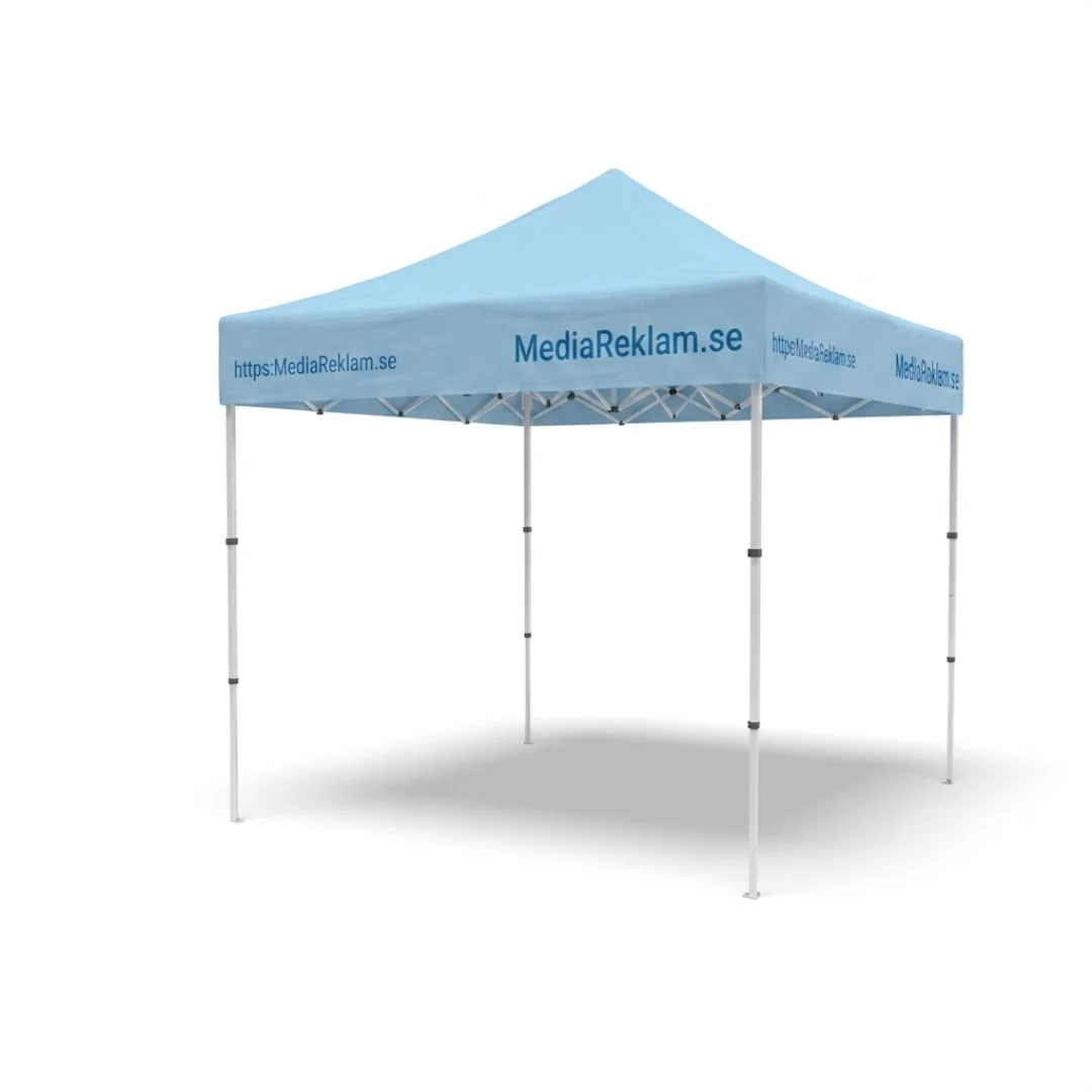 Tryckt paviljong med MediaReklam.se-logo för mässor och event